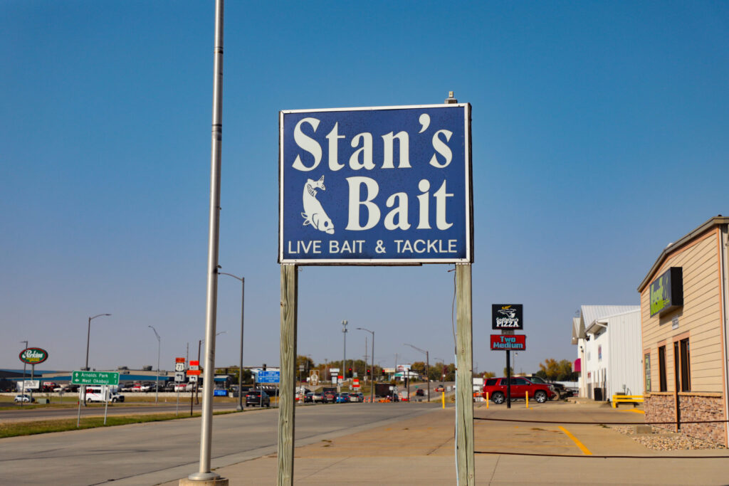 a photo of a signage of Stan's Bait Shop