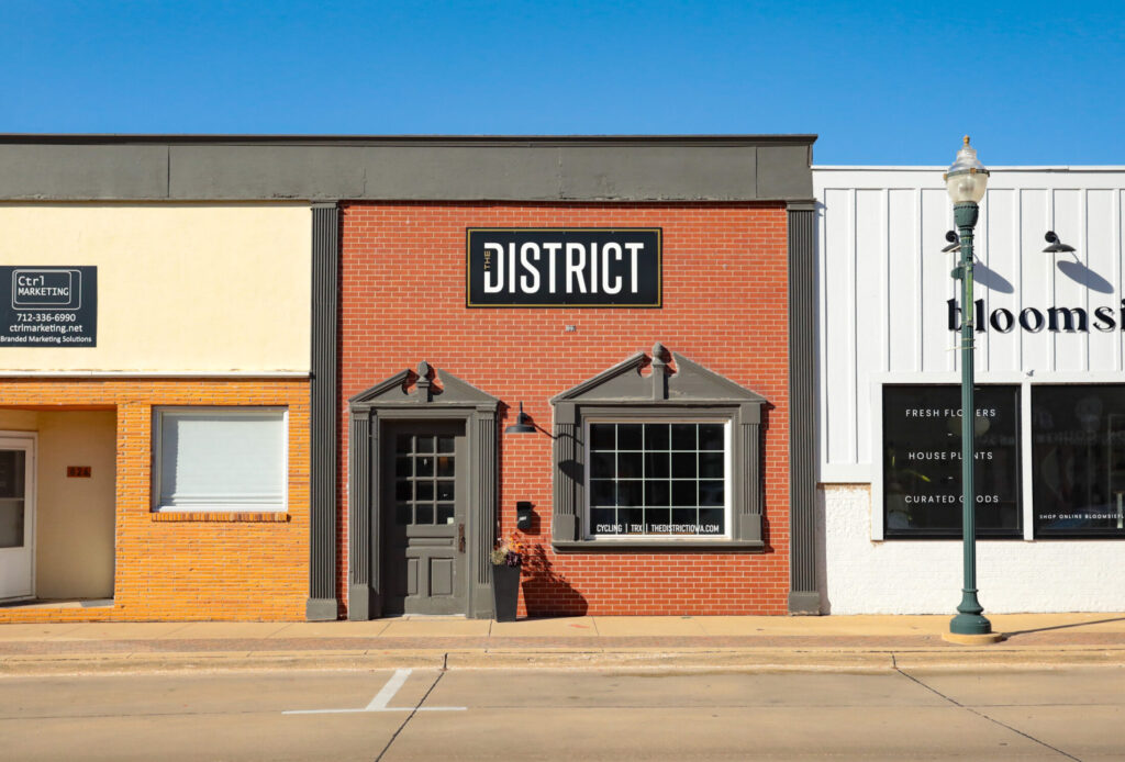 the store front of The District building