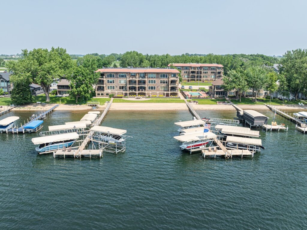 Beaches Condos Beach, Marina, and Pool on North Bay, West Lake Okoboji